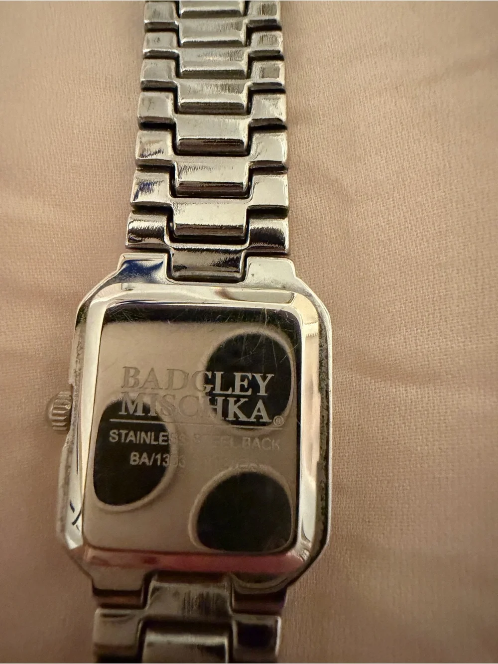 Badgley Mischka watch ladies silver tone swarovski crystals rhinestones